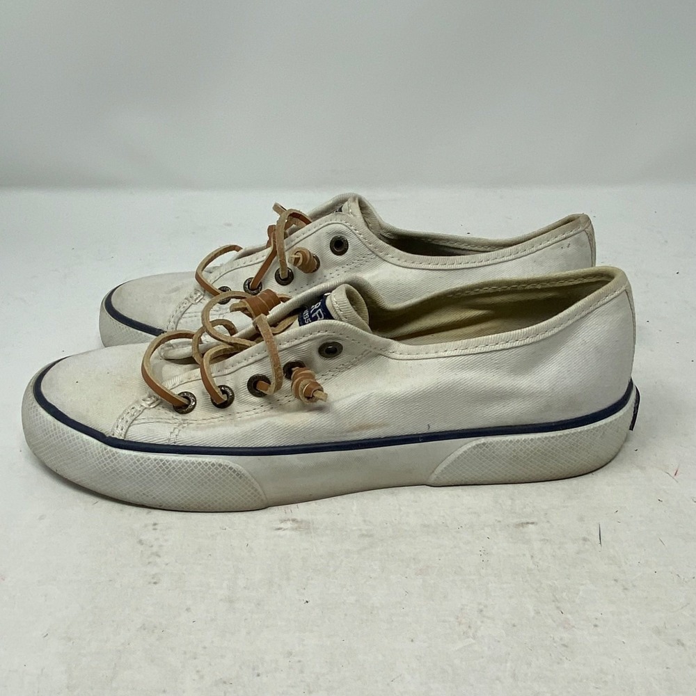 Sperry Crest Vibe Womens 5.5 White Canvas Sneakers STS95128 Memory Foam